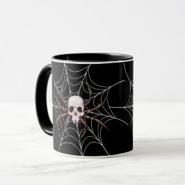 Spooky Halloween Skull Spider Web Tasse
