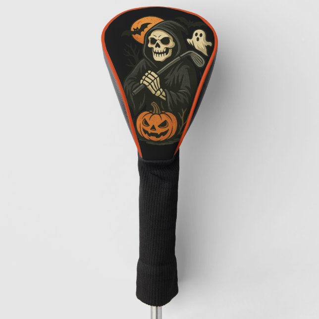 Spooky Halloween Skull-Treiber Golf Headcover (Vorderseite)