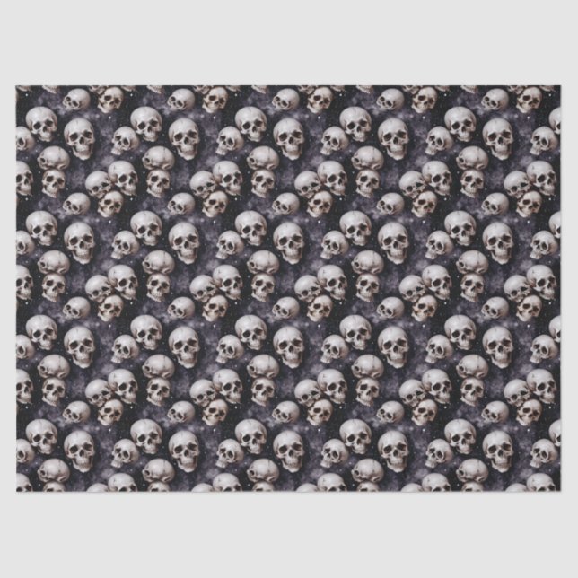 Spooky Halloween Skulls on a Galaxy Background Seidenpapier (Vorderseite)
