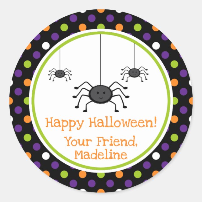 Spooky Halloween Spider | Kids Halloween Sticker (Vorderseite)