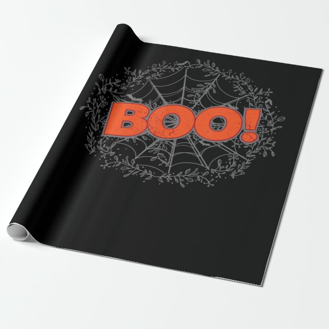 Spooky Halloween Spider Web Boo Geschenkidee Geschenkpapier (Ungerollt)