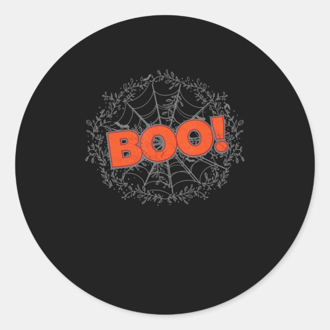 Spooky Halloween Spider Web Boo Geschenkidee Runder Aufkleber (Vorderseite)