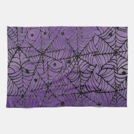 Spooky Halloween Spider Webs auf Lila Geschirrtuch
