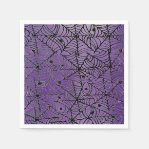 Spooky Halloween Spider Webs auf Lila Serviette