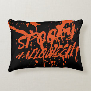 Spooky Halloween Splash Retro Red Orange Horror Dekokissen