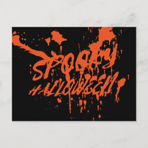 Spooky Halloween Splash Retro Red Orange Horror Feiertagspostkarte