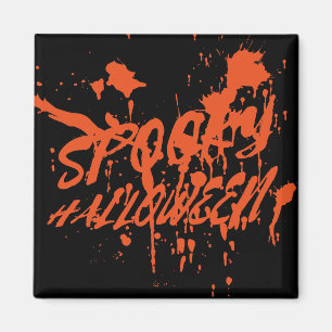 Spooky Halloween Splash Retro Red Orange Horror Magnet