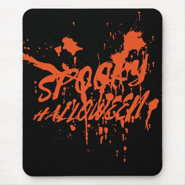 Spooky Halloween Splash Retro Red Orange Horror Mousepad (Vorne)