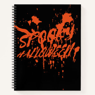 Spooky Halloween Splash Retro Red Orange Horror Notizbuch