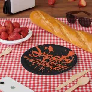Spooky Halloween Splash Retro Red Orange Horror Pappteller