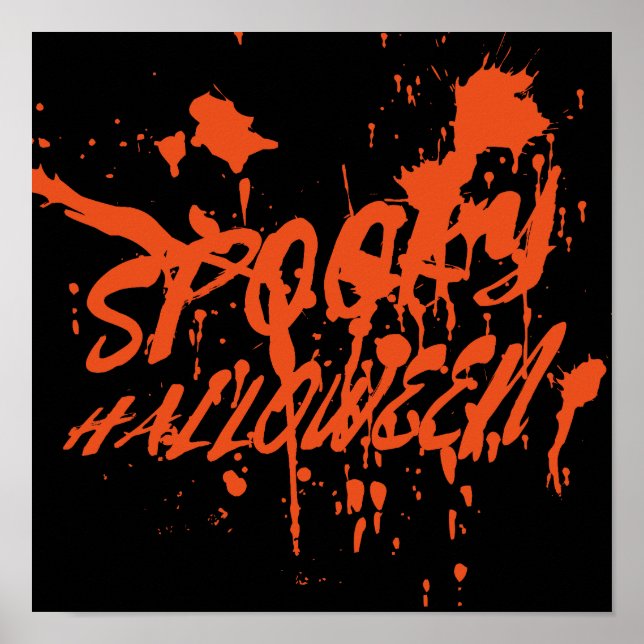 Spooky Halloween Splash Retro Red Orange Horror Poster (Vorne)