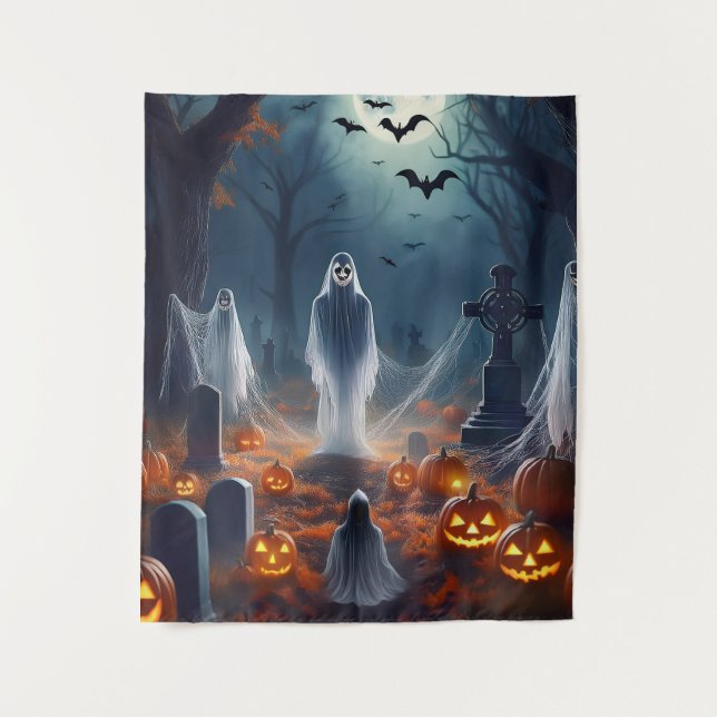 Spooky Halloween Spuk Grave Yard Wandteppich (Vorderseite)