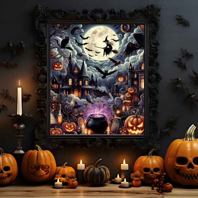 Spooky Halloween Spuk Halloween-Saison Poster (Spooky Halloween haunted house Halloween season Poster)