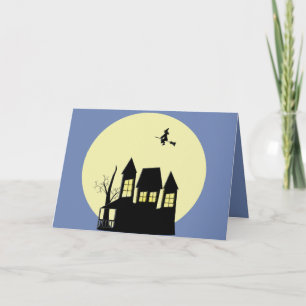 Spooky Halloween Spuk House Hexe Vollmond Karte