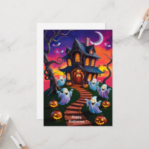Spooky Halloween Spuk House Illustration Karte