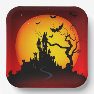 Spooky Halloween Spuk House Pappteller