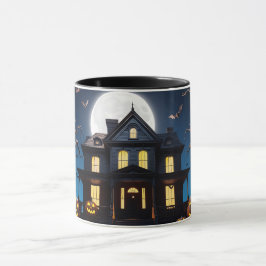 Spooky Halloween Spuk House-Tasse mit Vollmond Tasse