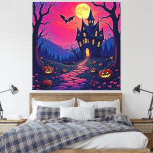 Spooky Halloween Spuk Mansion Art Leinwanddruck