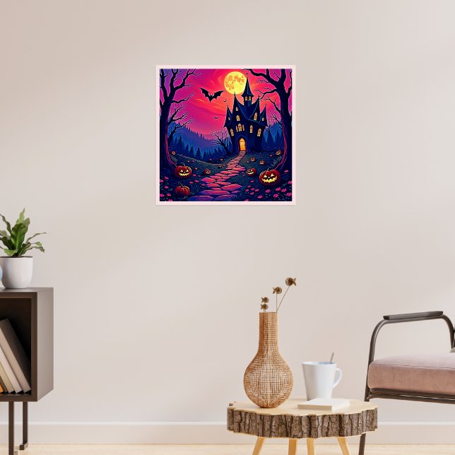 Spooky Halloween Spuk Mansion Art Poster (Wohnzimmer 3)