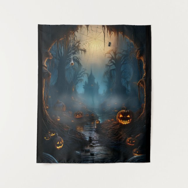 Spooky Halloween Spuk Spinnenweg Wandteppich (Vorderseite)