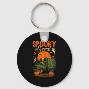 Spooky Halloween Squad Skeleton Driving Garbage Tr Schlüsselanhänger