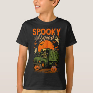 Spooky Halloween Squad Skeleton Driving Garbage Tr T-Shirt