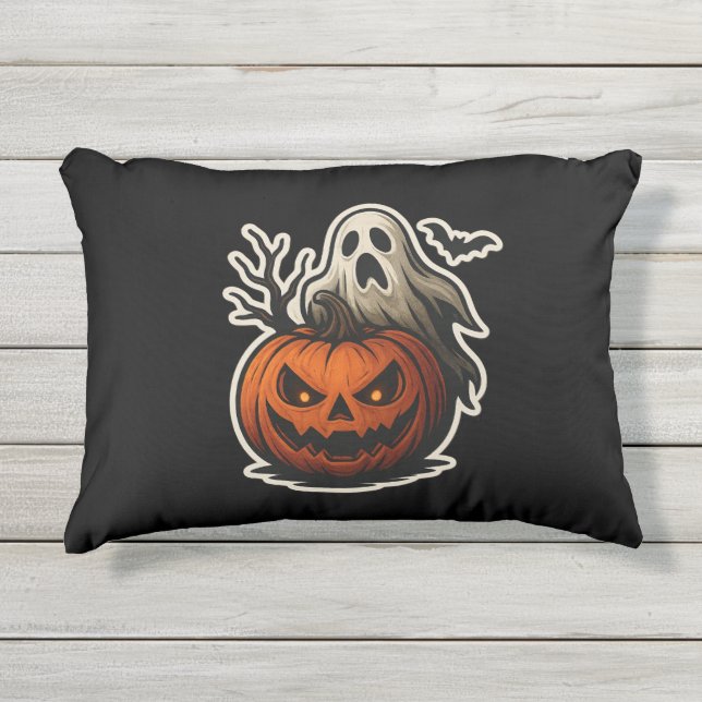 Spooky Halloween Sticker Kissen Für Draußen (Vorderseite)
