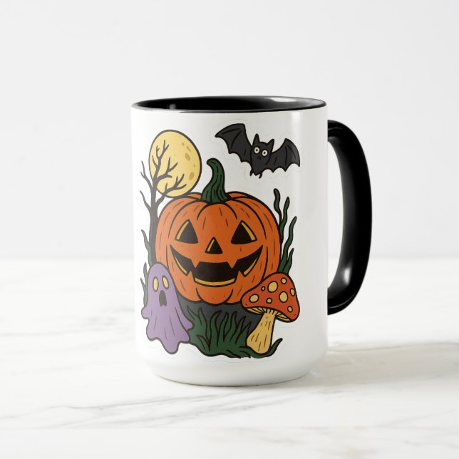 Spooky Halloween Sticker Tasse (VorderseiteRechts)