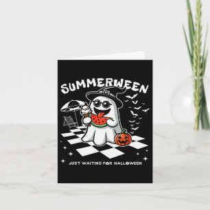 Spooky Halloween Summer Vibes Pumpkin Ghost T-Shir Karte
