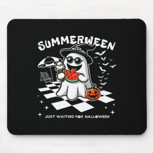 Spooky Halloween Summer Vibes Pumpkin Ghost T-Shir Mousepad
