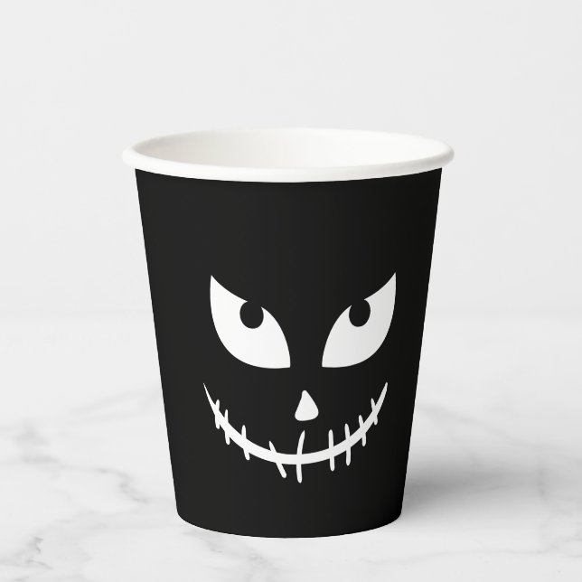 Spooky Halloween summerween black pumpkin Pappbecher (Vorderseite)