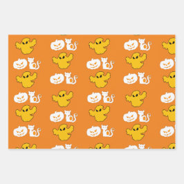 Spooky Halloween Symbole BOO Kürbislaternen Moon Geschenkpapier Set