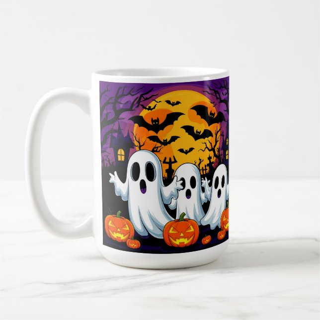 Spooky Halloween Szene mit Geistern Kaffeetasse (Links)