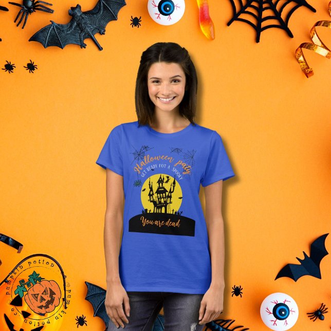Spooky Halloween T - Shirt - Spuk Haus & Ghosting (Von Creator hochgeladen)