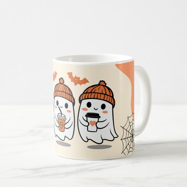 Spooky Halloween-Tasse - Kürbis, Ghost & Hexenmant Kaffeetasse (VorderseiteRechts)