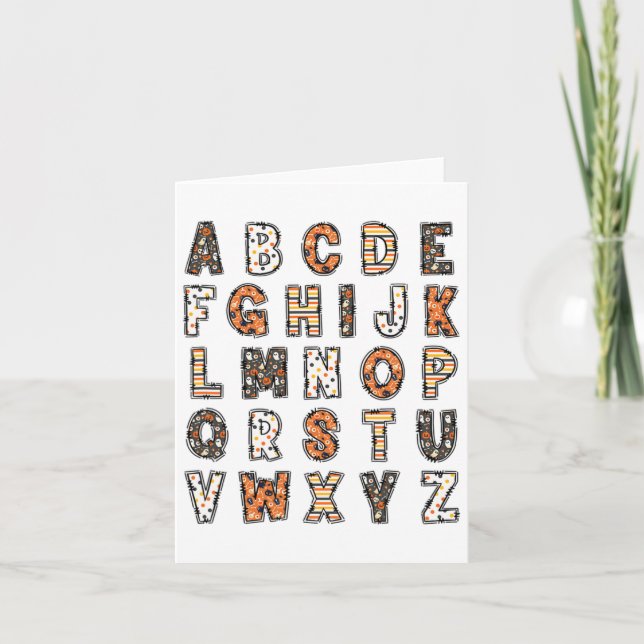 Spooky Halloween Teacher Alphabet Karte (Vorderseite)