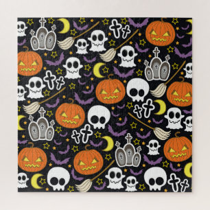 Spooky Halloween: Thematisches Hintergrunddesign. Puzzle