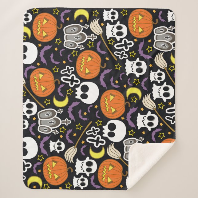 Spooky Halloween: Thematisches Hintergrunddesign. Sherpadecke (Vorderseite)