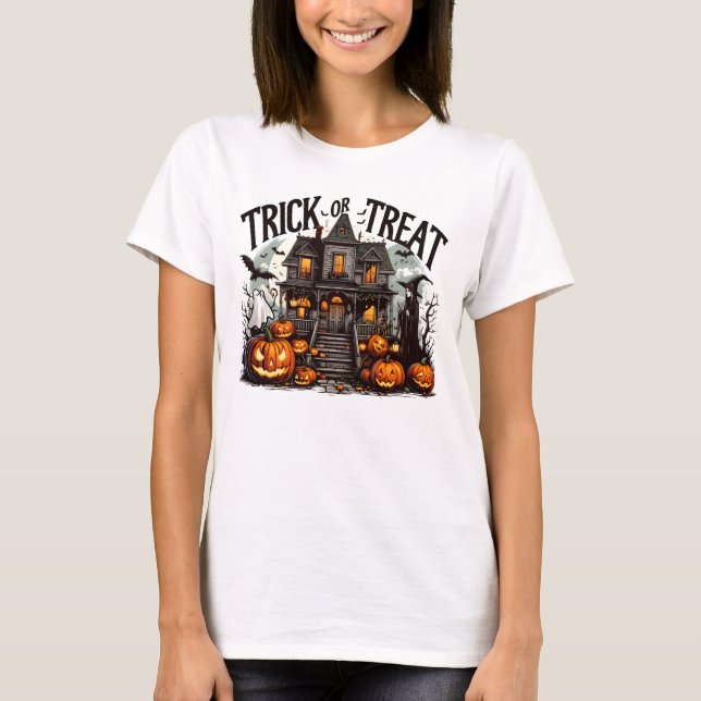 Spooky Halloween-Trick oder -Leckerei T-Shirt (Vorderseite)
