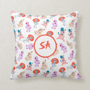 Spooky Halloween Voodoo Puppen Rosa Blau Weiß Kissen