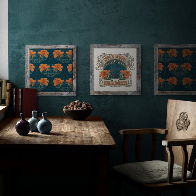 Spooky Halloween Whimsical Vintag Style Poster (Bring a Dark Whimsy Style to Your Home Decor When You Mix and Match with Art from this Collection.)