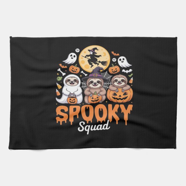 Spooky Halloween Witch Funny Horror Sloths Essenti Geschirrtuch (Horizontal)
