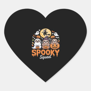 Spooky Halloween Witch Funny Horror Sloths Essenti Herz-Aufkleber