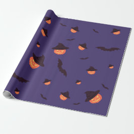 Spooky Halloween Wrapping Paper - Pumpkin & Bats Geschenkpapier