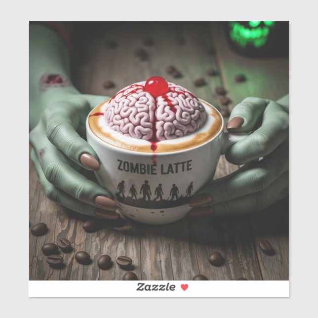 Spooky Halloween Zombie Latte Aufkleber (Blatt)