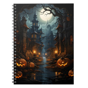 Spooky Haloween Pumpkins in der Beängstigenden Alt Notizblock