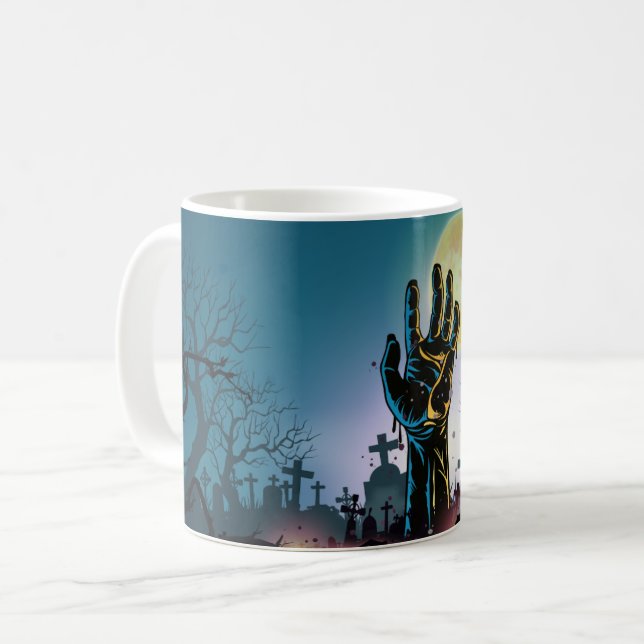 Spooky Hand Halloween gedruckte Tasse (Vorderseite Links)