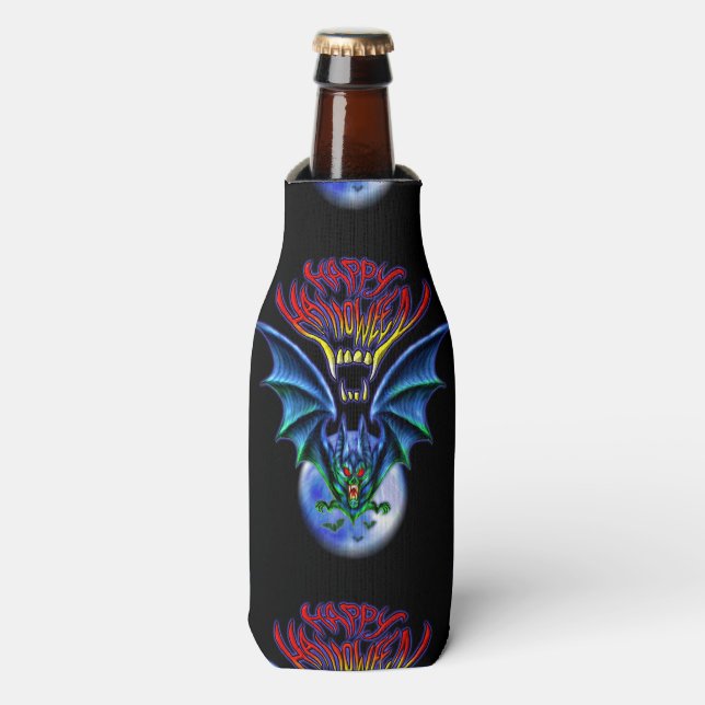 Spooky Happy Halloween Bat Flasche Cooler Flaschenkühler (Flaschenvorderseite)