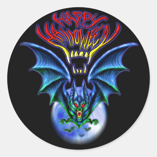Spooky Happy Halloween Bat Sticker (Vorderseite)