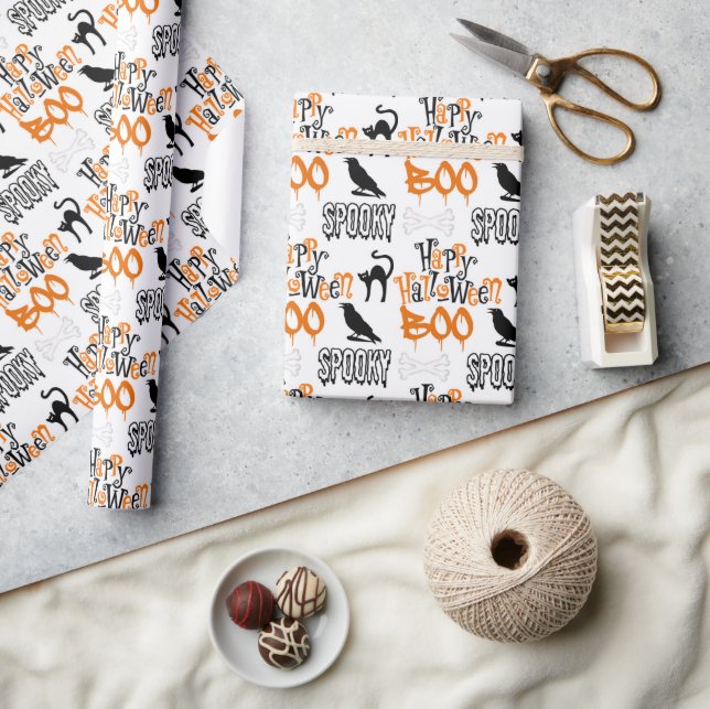 Spooky Happy Halloween Boo Gift  Geschenkpapier (Kunsthandwerk)